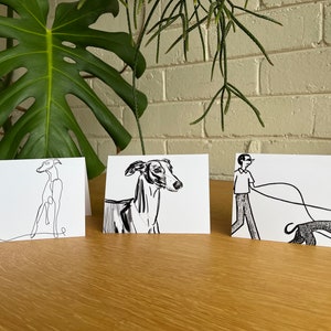 Lot de 3 cartes de voeux : lévrier, whippet, lévrier italien et cartes de voeux Saluki.