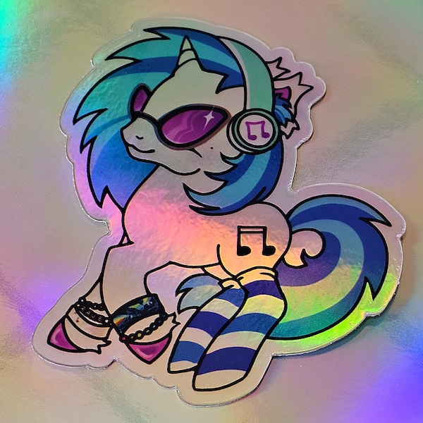 Dj-Pon Chibi [MLP] Holo Sticker