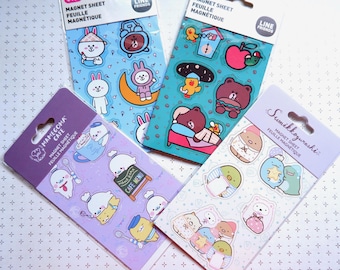 Magnet Sheet / Line Friends, Mamegoma Cafe, Sumikko Gurashi