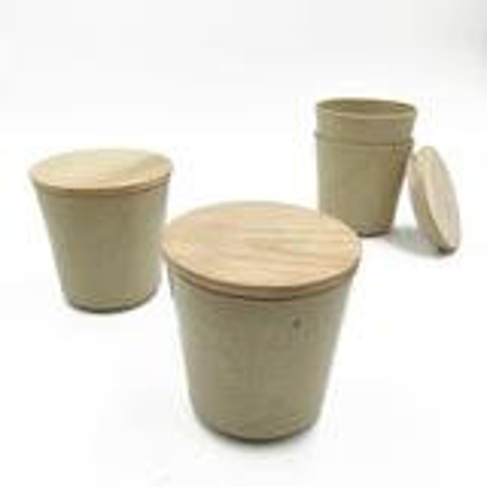 Bamboo Fibre Containers With Wooden Lid by Indicrafts Global Etsy UK