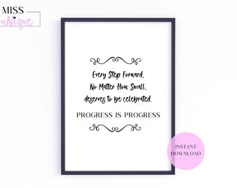 Celebrate Your Progress Wall Art - Encouraging Print -Positive Quote-Black and White Typography-Motivational Prints-Office Decor- Home Print