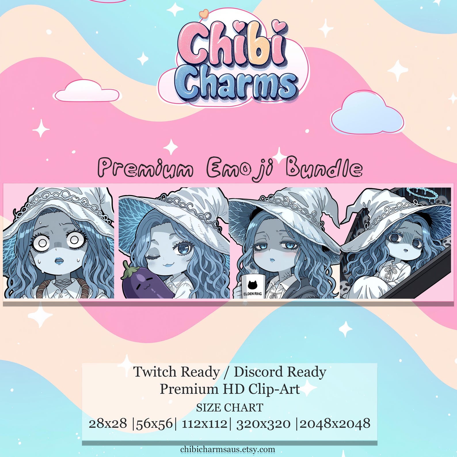 Ranni the Witch Emotes: Kawaii Chibi Emoji for Twitch & Discord - Etsy