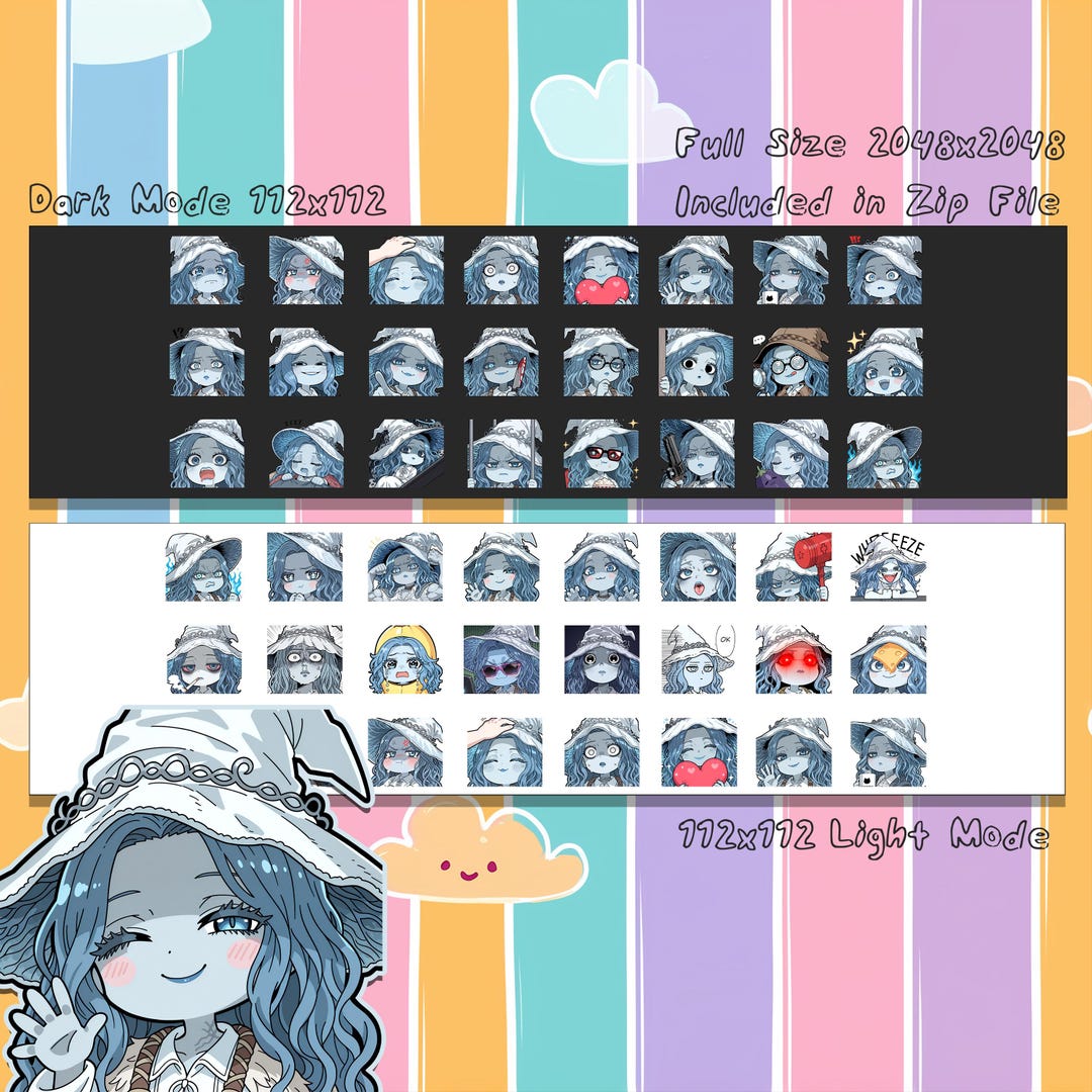Emotes de Ranni la Bruja: Emoji Chibi Kawaii para Twitch y Discord ...