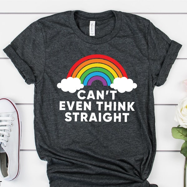 Kan niet eens recht shirt, regenboogshirt, Pride Month Outfit, biseksueel shirt, Gay Pride kleding, Lesbian Pride shirt, LGBTQ+ shirts denken