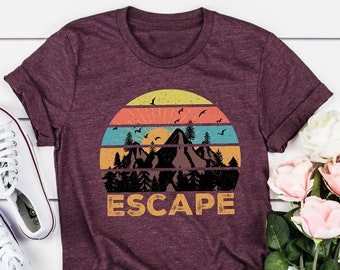 Escape Mountains Shirt, Bergliebhaber Shirt, Abenteuerzeit, Wandern, Camping, im Freien, Reisen, Bergsteigen, Trekking, Backpacking