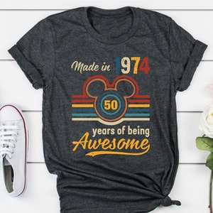 Made in 1974 50 Years of Being Awesome Shirt, 50th Birthday Gift, 2024 Shirt for 50th Birthday, Personalized Birthday Shirt, Mickey Ears Tee