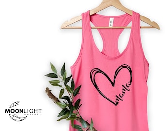 Mama Heart Tank Top, Camisa de mamá para el Día de la Madre, Regalos para mamá, Lindo regalo de mamá para el Día de las Madres, Camiseta de mamá, Camiseta de mamá sin mangas