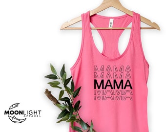 Mama Tank Top, Mama Script Font Tee, Camisa de mamá para el Día de la Madre, Regalos para mamá, Lindo regalo de mamá para el Día de las Madres, Camiseta de mamá, Camiseta de mamá sin mangas