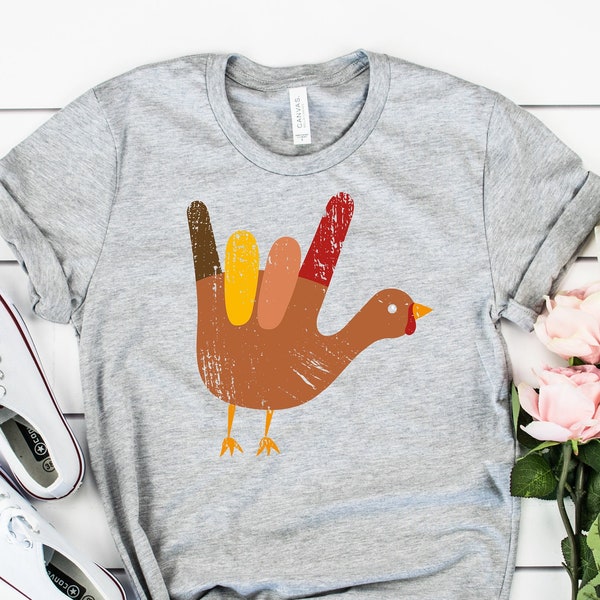 Thanksgiving Turkey Shirt, ASL Turkey I Love You Shirt, Thanksgiving Shirts, Thanksgiving Sweater, American Sign Language,Thanksgiving Shirt