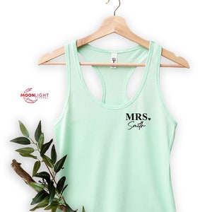 Custom Mrs Tank Top, Engagement Gift, Bridal Shower Gift, Honeymoon Gift, Wedding Gift, Just Married Shirt, Personalized Gift, Wife Tank
