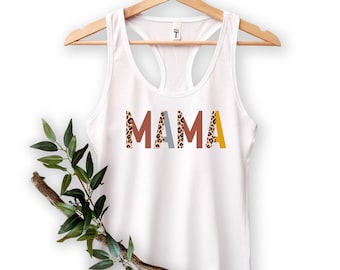 Leopard Mama Tank Top, Mama Script Font Tee, Mama Shirt for Mother's Day, Gifts for Mom, Mother's Day Gift, Mama T Shirt, Mama Tank top