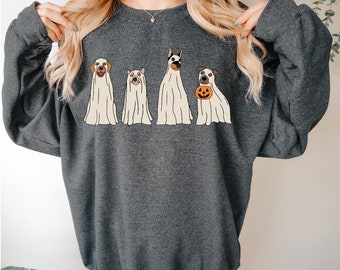 Ghost Dogs Sweatshirt, Halloween Ghost Dog Sweatshirt, Cute Ghost Dogs Sweater, Halloween Ghost Dog Hoodie Women, Ghost Gift for Dog Lovers