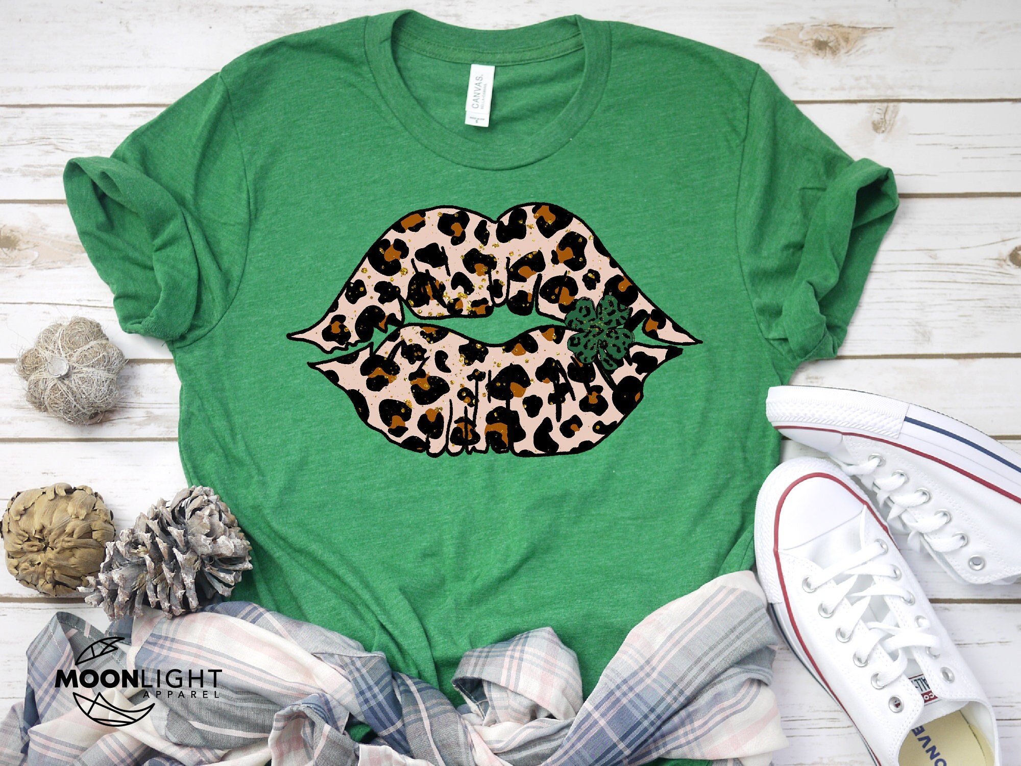 Kiss leopard and Lv monogram tongue on white tshirt
