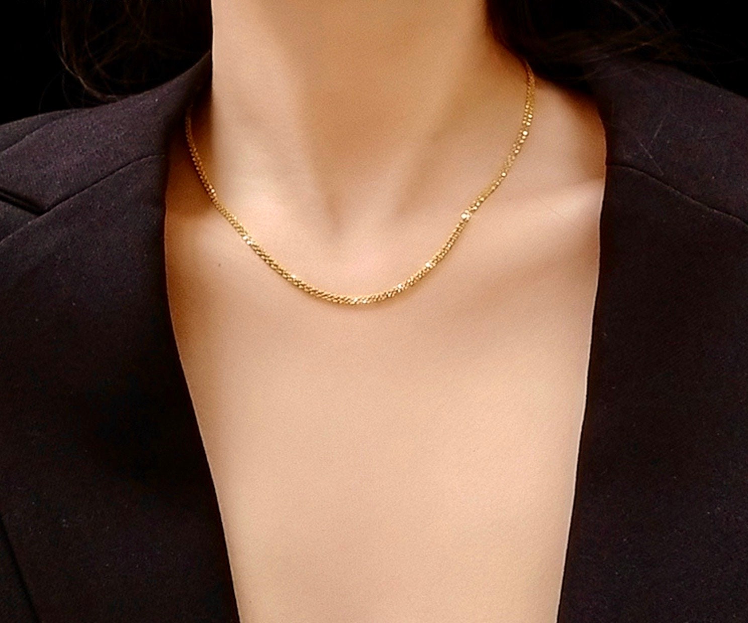 18K Gold Chain Necklace, Cable Chain, Paperclip Chain, Twist Chain, Figaro,  Curb Chain, Pearl Bead Chain, Chain for Kids, Mothers Day Gift 
