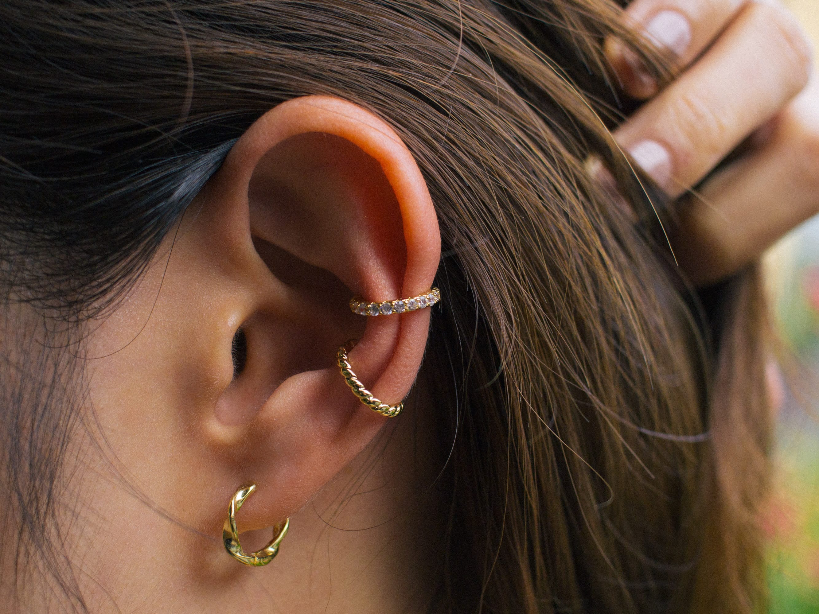 Buy Gold CZ Pave Ear Cuffs / Mini Thin Ear Cuffs / Stackable Ear