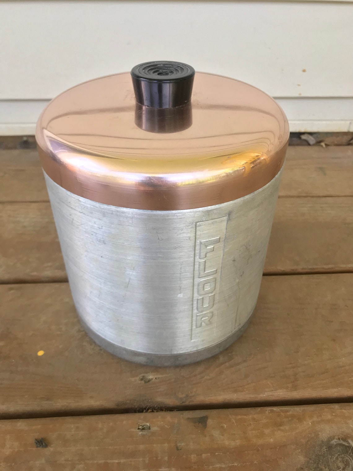 Century Aluminum ware Vintage Flour Canister with Copper lid Etsy