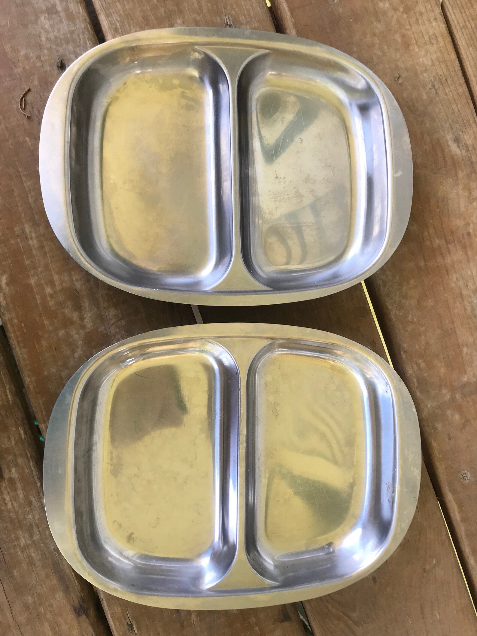 Midcentury Stainless Steel Serving Trays Set of 2 Etsy UK