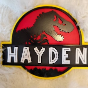 Jurassic Park Dinosaur Name Sign | Personalized Kids Room Wall Decor | Custom Nursery Sign | Boys Bedroom Dinosaur Decor | Gift for Kids