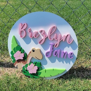 Custom Dinosaur Name Sign | Personalized Nursery Wall Decor | Girls Dino Bedroom Sign | Baby Shower Gift | Kids Room Wall Art | 3D Name Sign