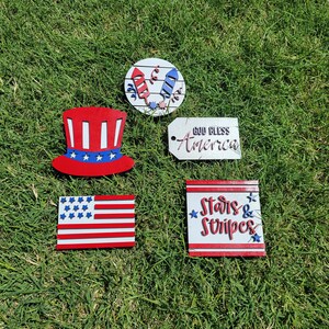 Patriotic Tiered Tray Decor|  Forth of July Tiered Tray| 4th of July Decor| DIY Tiered Tray Decor | 5 Piece Set| July 4th Decor| 4th of July