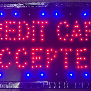 Tarjeta de crédito aceptada Led signo, letrero de ventana, letrero comercial, letrero de la tienda