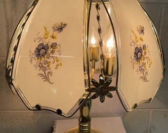 2 pcs Fantacy design touch on table lamp blue flower