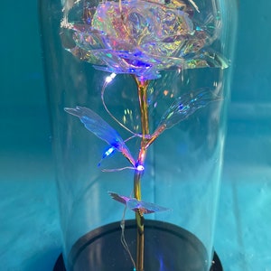 Ewige Rose LED-Licht,Ewige Rose in Glaskuppel,Geschenk für sie,Geburtstag /Hochzeitsgeschenk Jahrestagsgeschenk,Innendekoration,Valentinsgeschenk