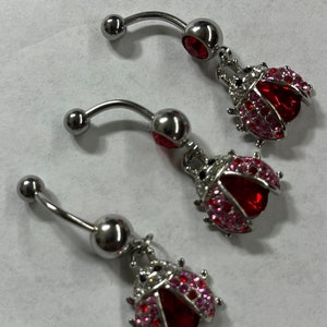 LOTTO 3 Pack Cartilagine Auricolare Helix Tragus Stud Red Beetle CZ Surgical Steel 16G