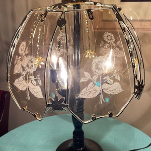 Lámpara de mesa táctil de 4 vías con flor de rosa