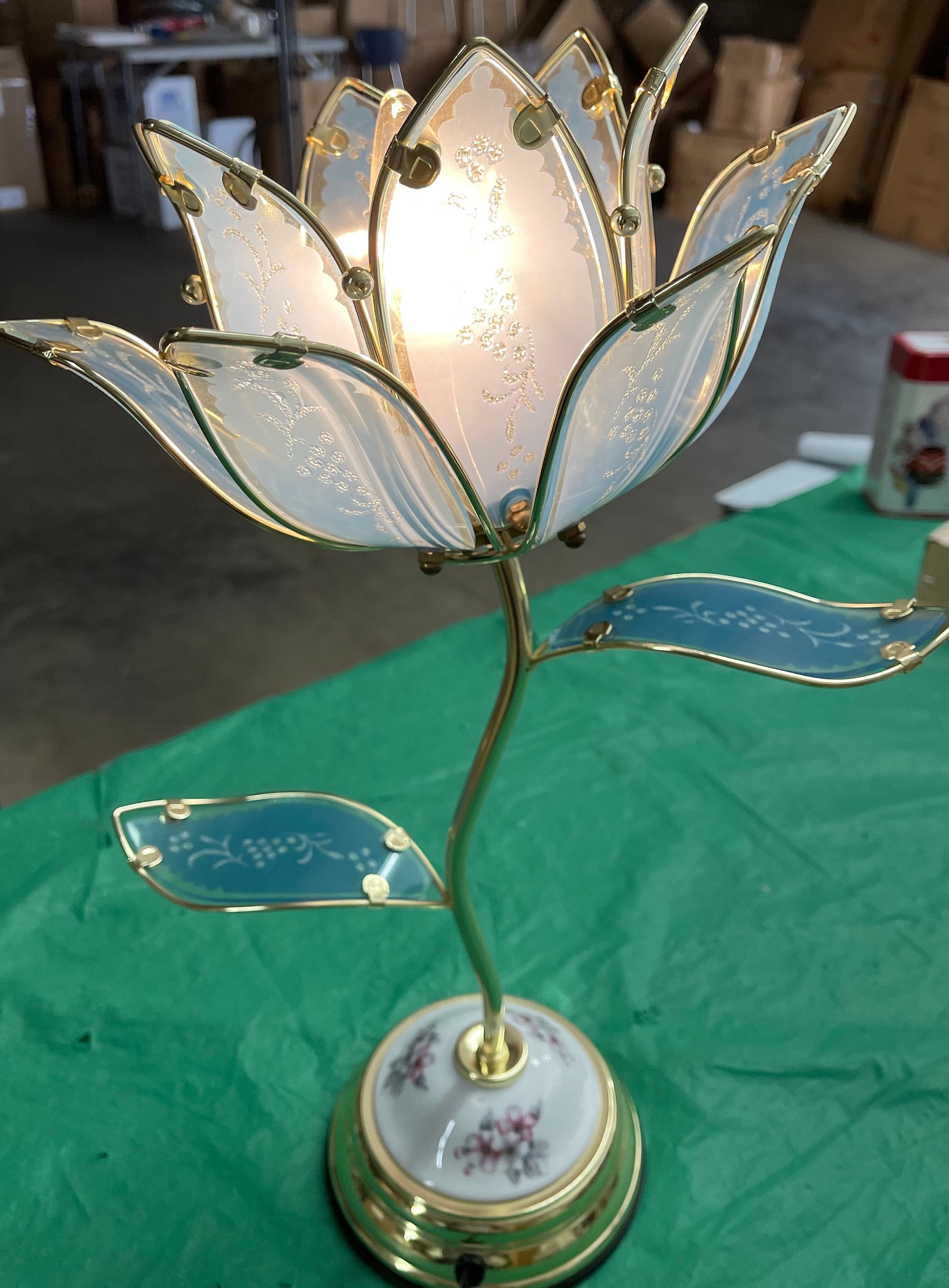 Pair Lotus Flower Touch Desk Lamp/ Light Blue Etsy