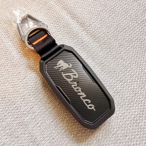Custom Ford Key Fob Cover, Engraved Carbon-Style 5-Button Smart Key Case Bronco
