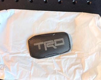 Engraved Toyota Carbon-Style TPU Key Fob Cover with Carabiner for Tacoma, 4Runner, Tundra and RAV4