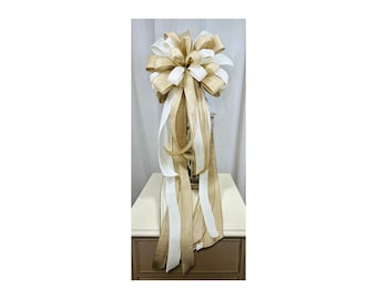 XL Neutral Christmas Tree Topper Bow Beige Cream Tree Topper Elegant Holiday Bow Neutral Christmas Decor