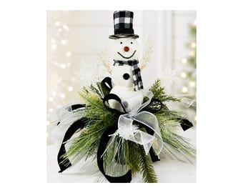 Snowman Christmas Centerpiece: Holiday Table Arrangement