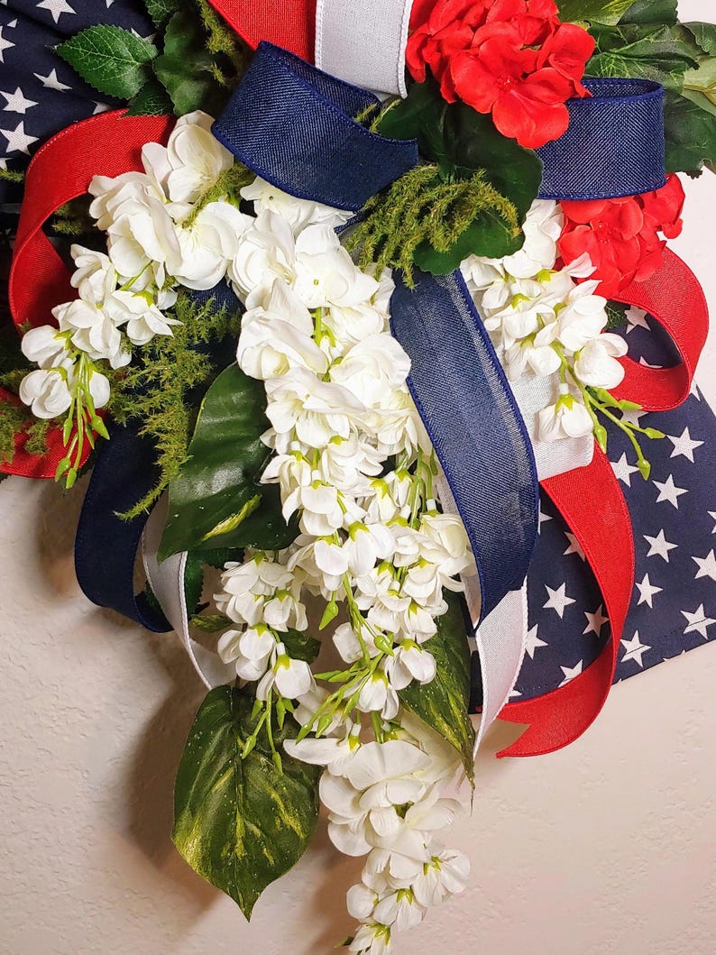 American Flag Wreath: Patriotic 4th of July Front Door Decor - Etsy