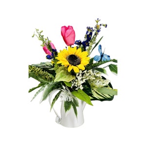 Spring Centerpiece for Table, Table Arrangement, Special Occasion Gift, Mother’s Day Gift, Bright Flowers Artificial, Everyday Decor