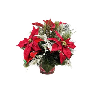 Christmas Arrangement, Red Poinsettia Centerpiece, Holiday Centerpiece, Christmas Table Centerpiece, Holiday Centerpiece for Table