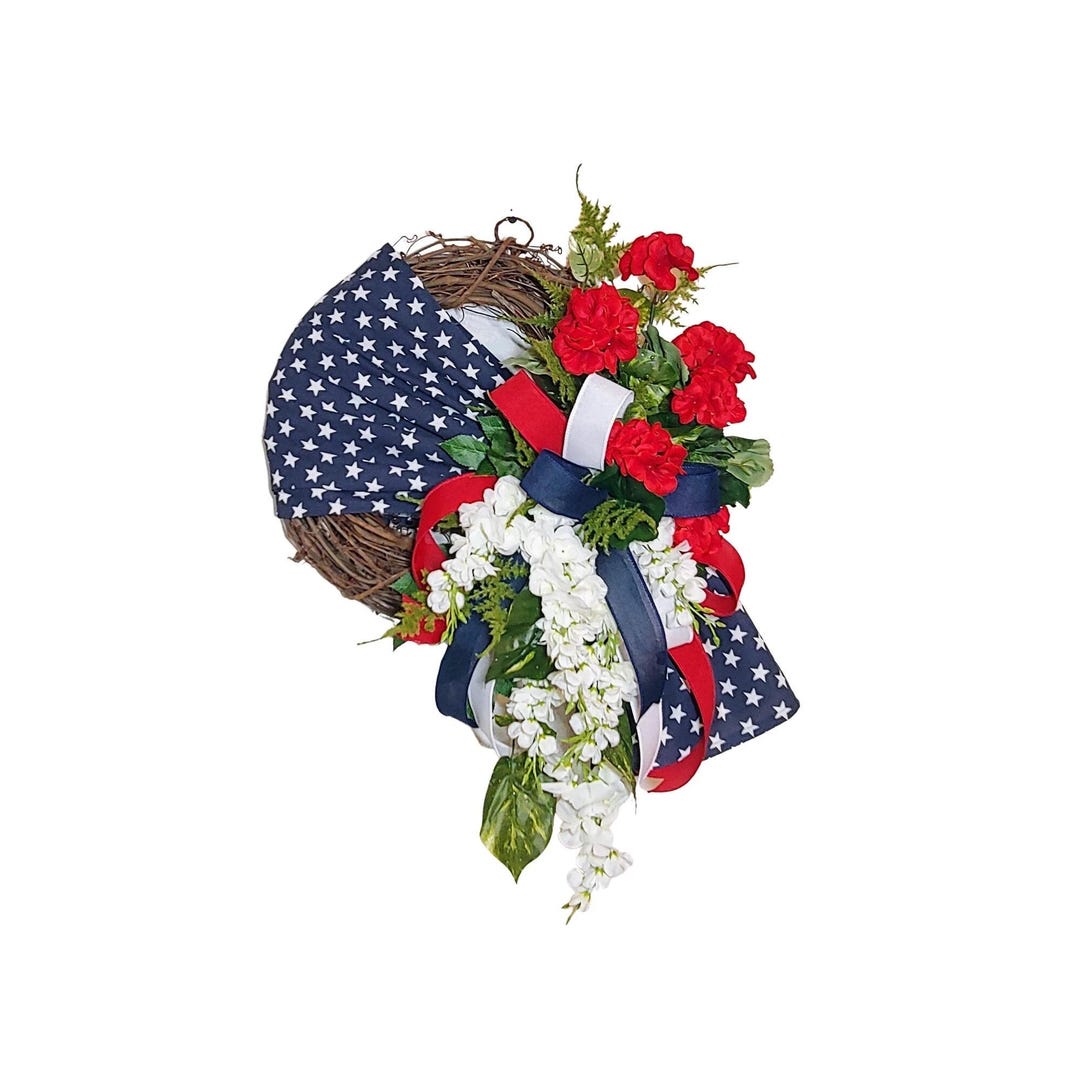 American Flag Wreath: Patriotic 4th of July Front Door Decor - Etsy