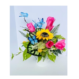 Spring Centerpiece for Table, Table Arrangement, Special Occasion Gift, Mother’s Day Gift, Bright Flowers Artificial, Everyday Decor