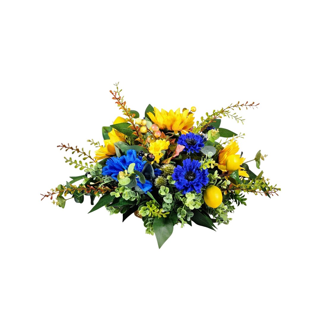 Lemon and Sunflower Centerpiece Farmhouse Yellow Sunflower Etsy