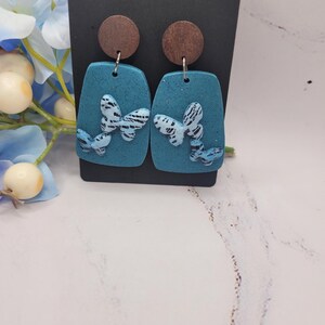 Turquoise Polymer Clay Butterfly Dangle Earrings, Butterfly Earrings, Polymer Clay Butterfly Earrings, For Ears, Butterfly Dangle Earrings