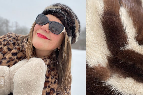 Natural mink fur winter hat brown beige vintage 8… - image 3