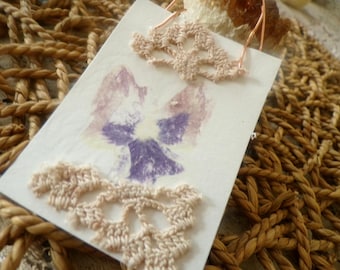 Pressed floral and lace keepsake. Floral ornament. Botanical ornament. Altar piece.