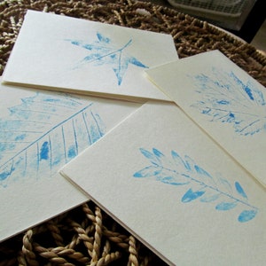 Handmade leaf print note card set, Real printed leaves, Nature cards, Blank card set of four, Earth lover cards, Botanical, Nature