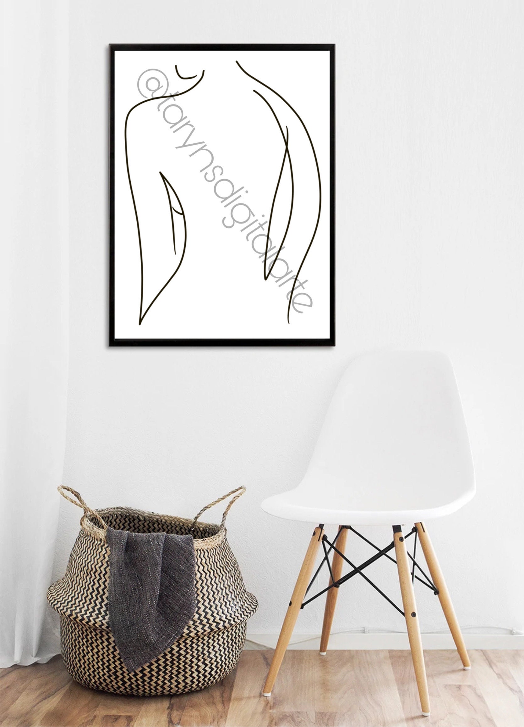 Line art prints home decor line drawing printable art Etsy