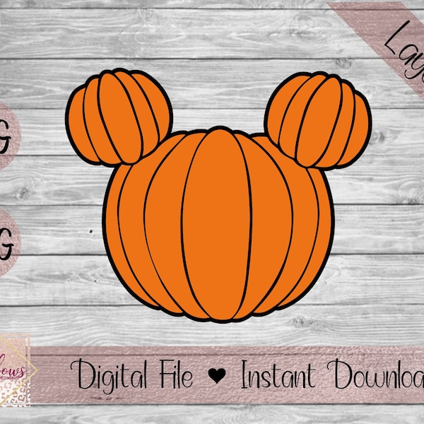 Halloween Pumpkin Mickey - Layered SVG, PNG, Digital Files, Instant Download