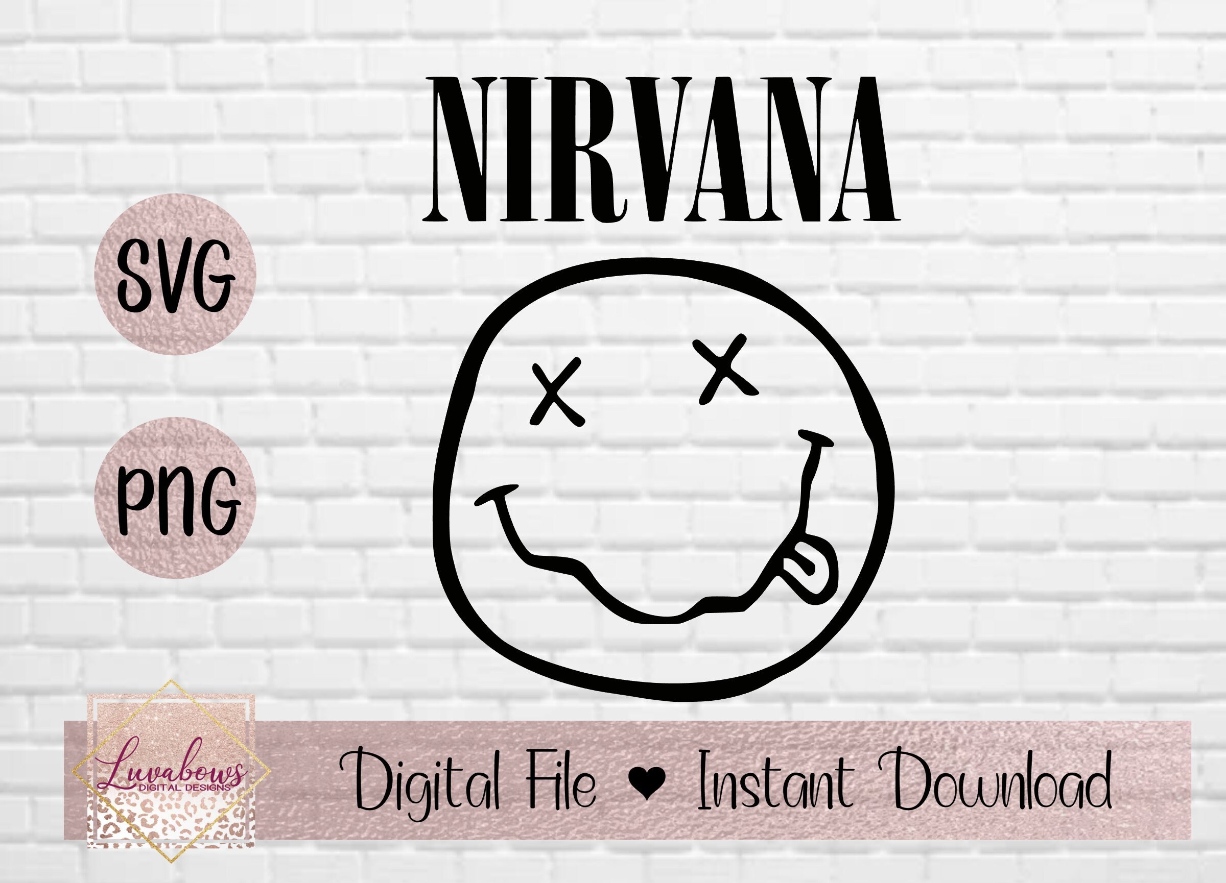 Nirvana Smiley Face SVG PNG Digital Files Instant | Etsy