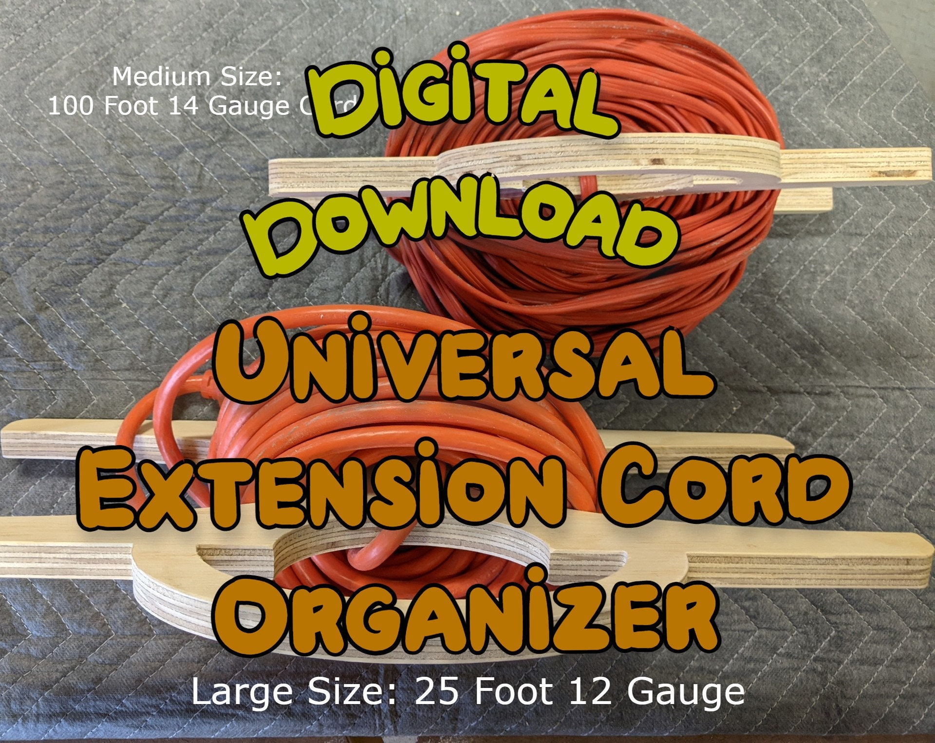 DIGITAL CNC File Workshop Extension Cord Holder, Power Cord