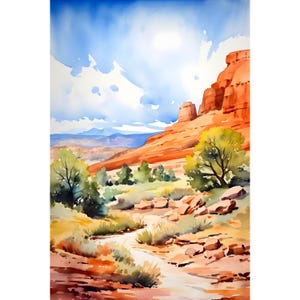 Utah Mountain Watercolor Painting Zion National Park Print Utah Landscape Wall Art Mountain Hiking Trail Art Travel Poster Print