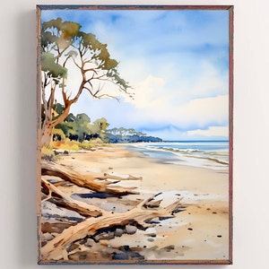 Jekyll Island Painting Georgia Watercolor Print Driftwood Beach Wall Art Seascape Poster Forest Coastal Art Print Ocean Travel Decor
